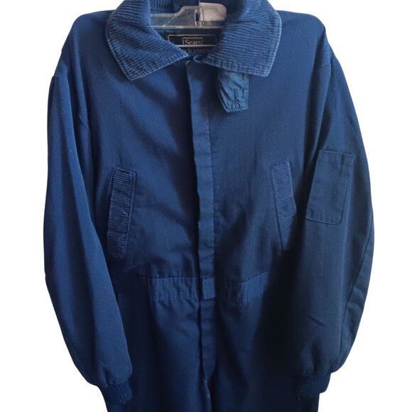 Mens 38 Small Vintage Coveralls 70's Sears Work & Leisure Blue Mechanic Cosplay - Picture 1 of 9